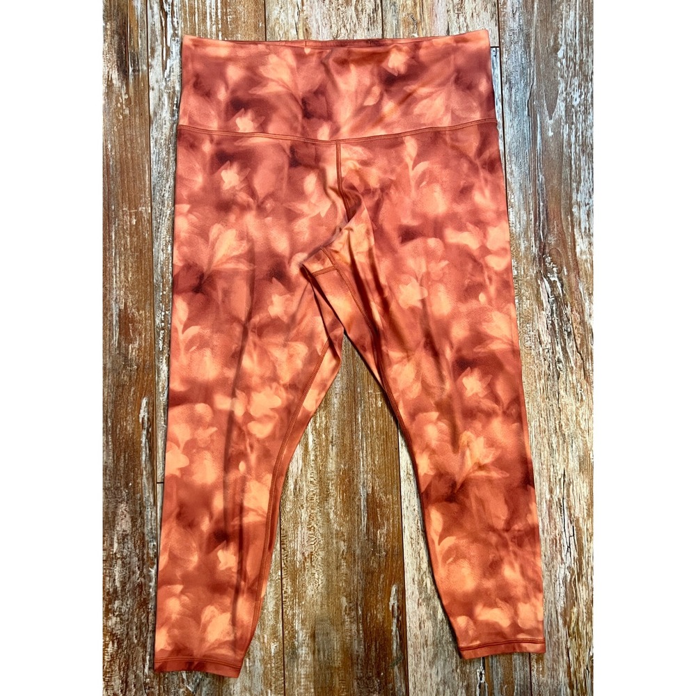 Athleta Elation Floral Tie Dye Leggings Orange Red High Waist 1X
